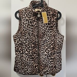 Michael Kors Leopard Print Quilted Puffer Vest Jacket Women's Sz Small MSRP $125